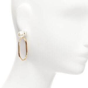 Dior Pearl Hoop Stud Earrings